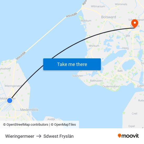 Wieringermeer to Sdwest Fryslân map