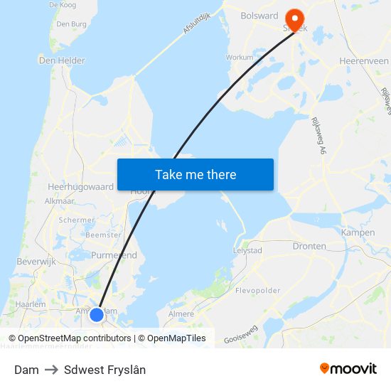 Dam to Sdwest Fryslân map