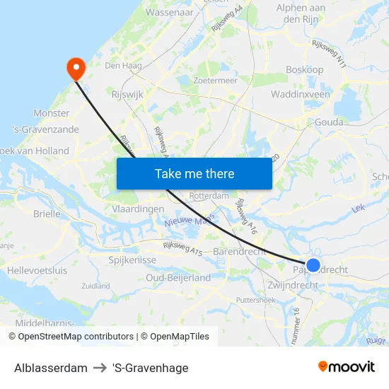 Alblasserdam to 'S-Gravenhage map