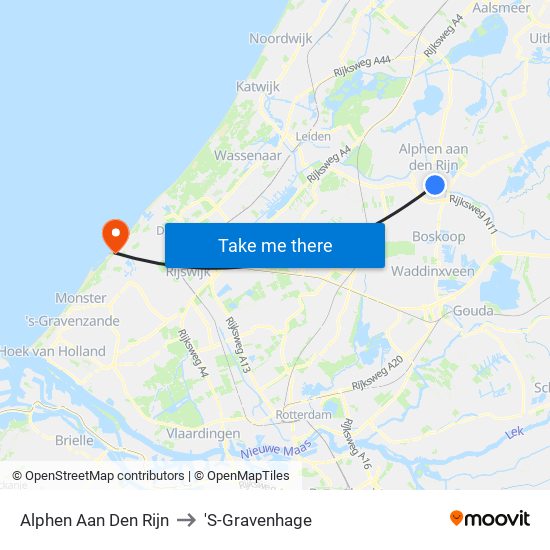 Alphen Aan Den Rijn to 'S-Gravenhage map