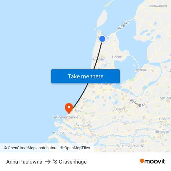 Anna Paulowna to 'S-Gravenhage map