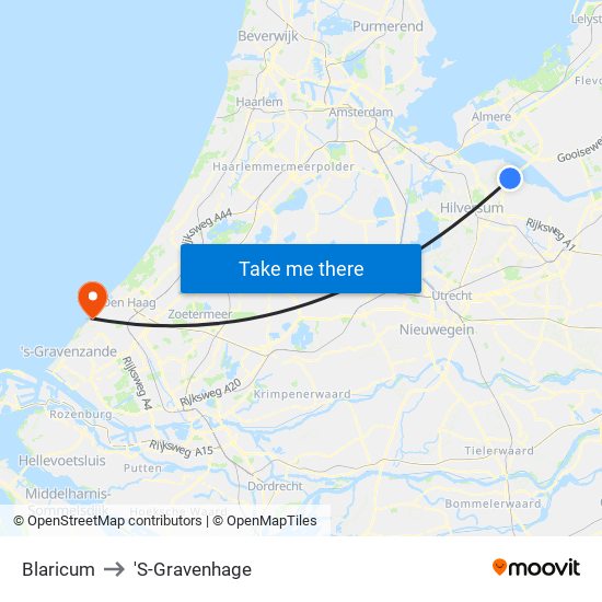 Blaricum to 'S-Gravenhage map