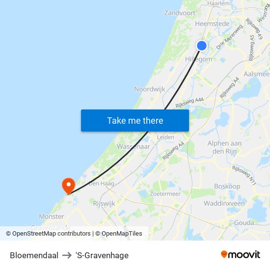 Bloemendaal to 'S-Gravenhage map