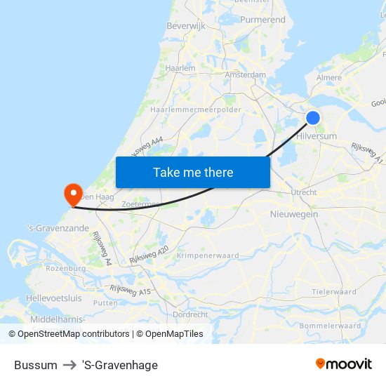 Bussum to 'S-Gravenhage map