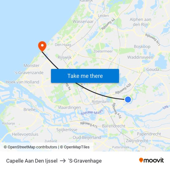 Capelle Aan Den Ijssel to 'S-Gravenhage map