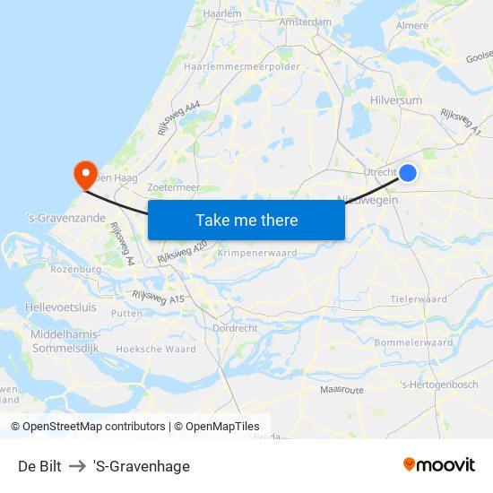 De Bilt to 'S-Gravenhage map