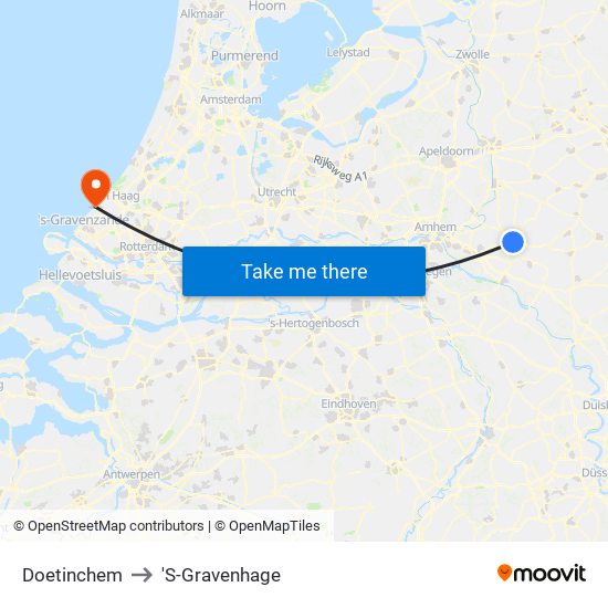 Doetinchem to 'S-Gravenhage map