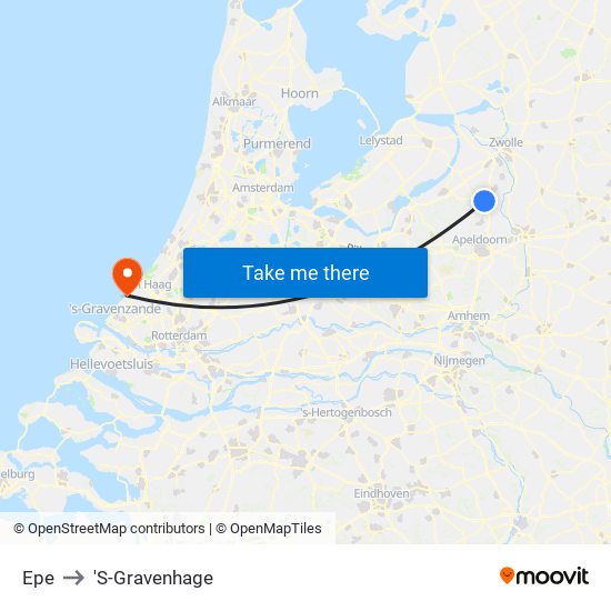 Epe to 'S-Gravenhage map