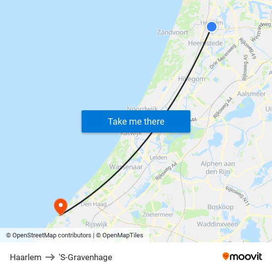 Haarlem to 'S-Gravenhage map