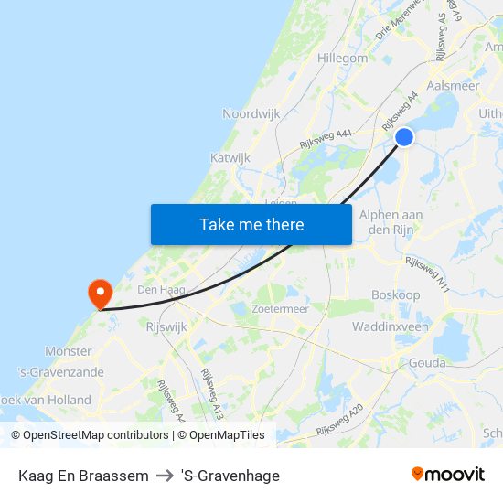 Kaag En Braassem to 'S-Gravenhage map