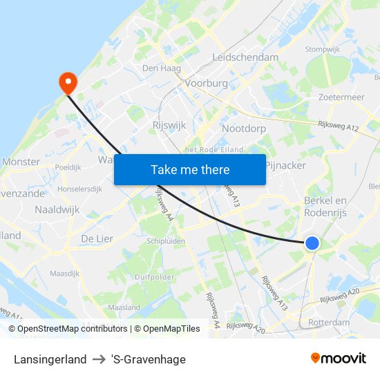 Lansingerland to 'S-Gravenhage map