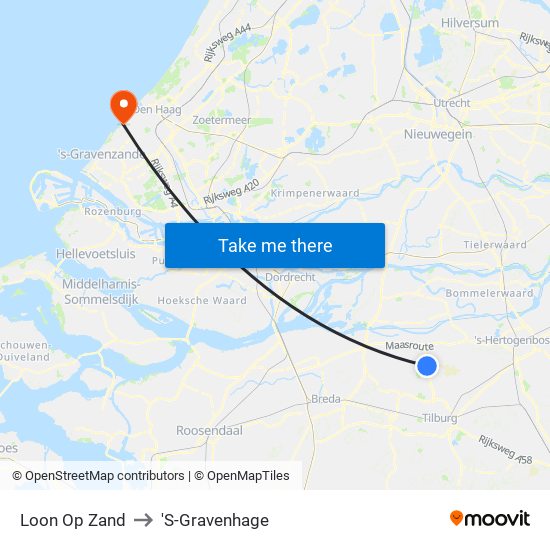 Loon Op Zand to 'S-Gravenhage map