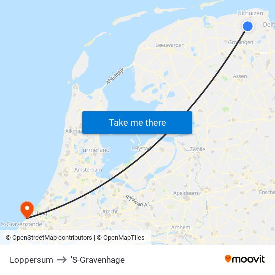 Loppersum to 'S-Gravenhage map