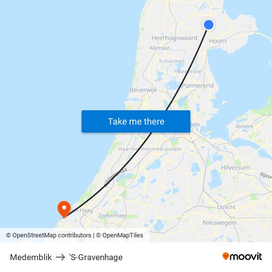 Medemblik to 'S-Gravenhage map