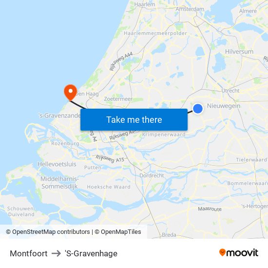 Montfoort to 'S-Gravenhage map