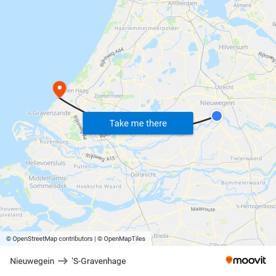 Nieuwegein to 'S-Gravenhage map