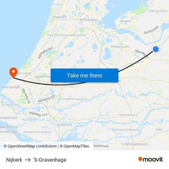 Nijkerk to 'S-Gravenhage map