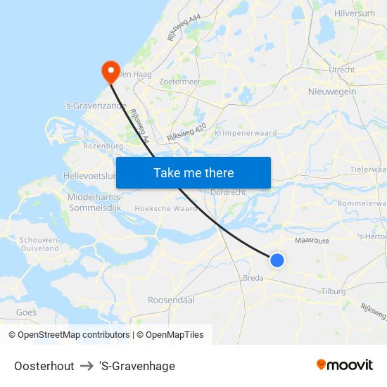 Oosterhout to 'S-Gravenhage map