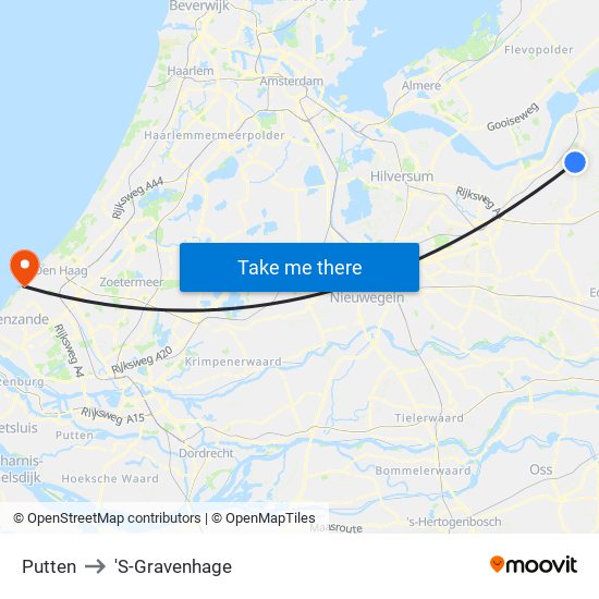 Putten to 'S-Gravenhage map