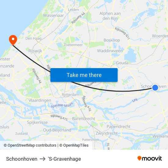 Schoonhoven to 'S-Gravenhage map