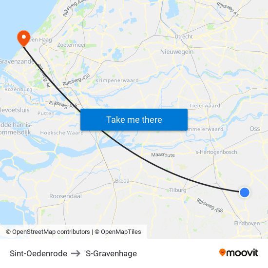 Sint-Oedenrode to 'S-Gravenhage map