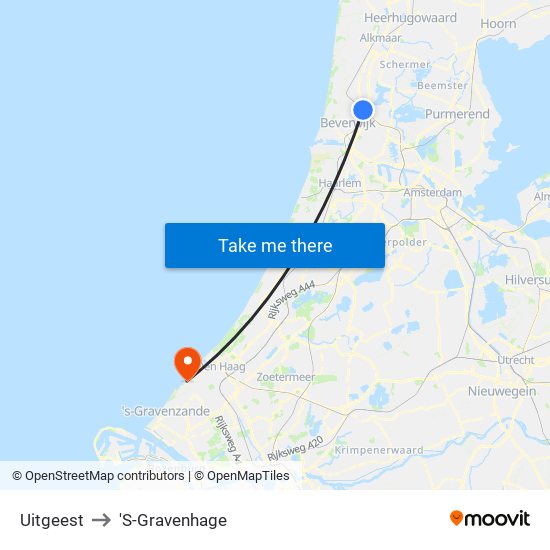 Uitgeest to 'S-Gravenhage map