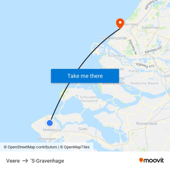 Veere to 'S-Gravenhage map