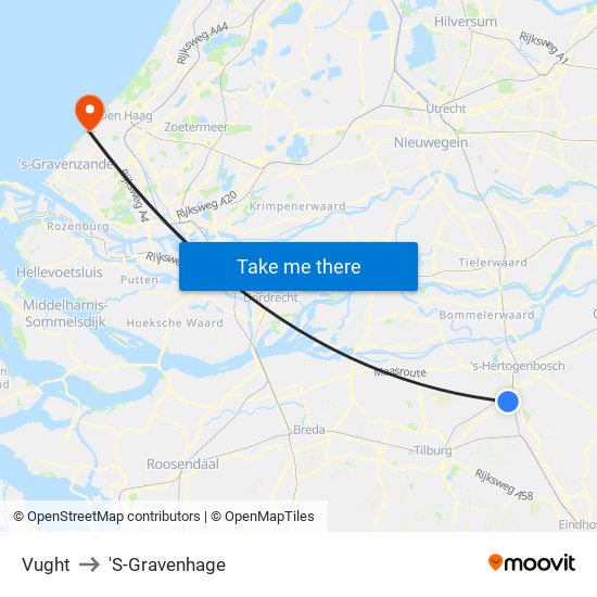 Vught to 'S-Gravenhage map