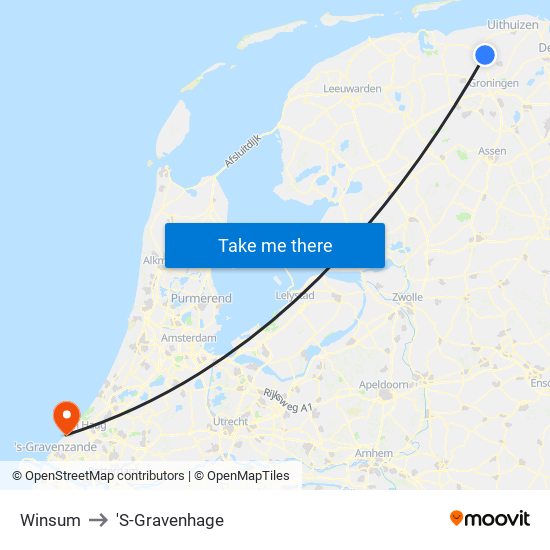 Winsum to 'S-Gravenhage map