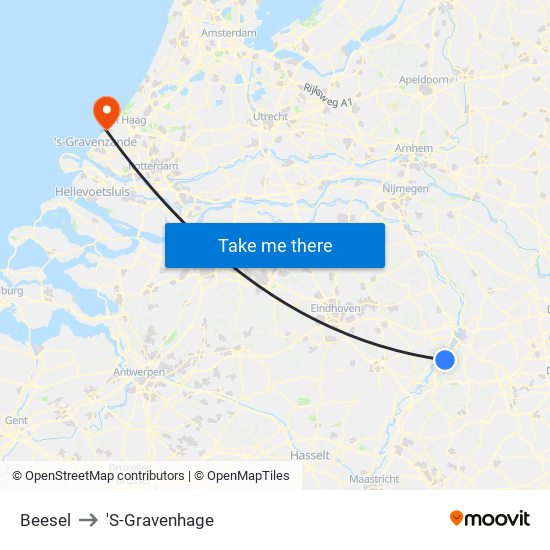 Beesel to 'S-Gravenhage map