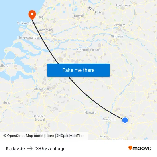 Kerkrade to 'S-Gravenhage map