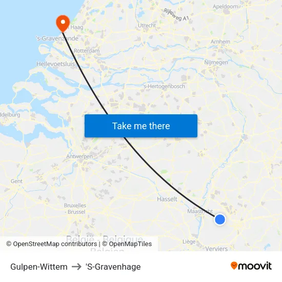 Gulpen-Wittem to 'S-Gravenhage map