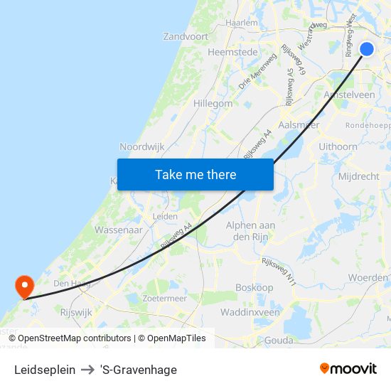 Leidseplein to 'S-Gravenhage map