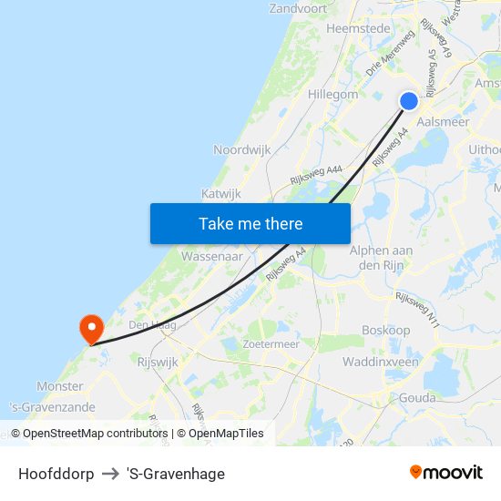 Hoofddorp to 'S-Gravenhage map