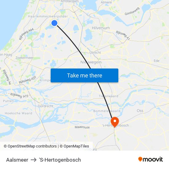 Aalsmeer to 'S-Hertogenbosch map