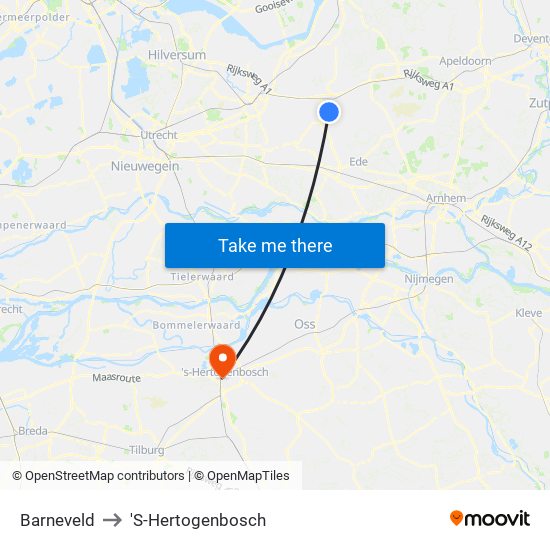 Barneveld to 'S-Hertogenbosch map