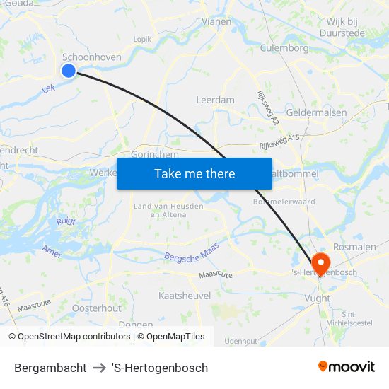 Bergambacht to 'S-Hertogenbosch map