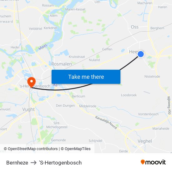 Bernheze to 'S-Hertogenbosch map