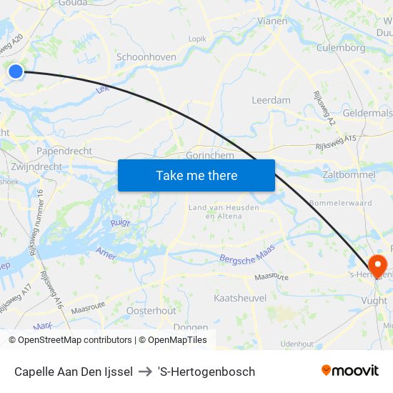 Capelle Aan Den Ijssel to 'S-Hertogenbosch map