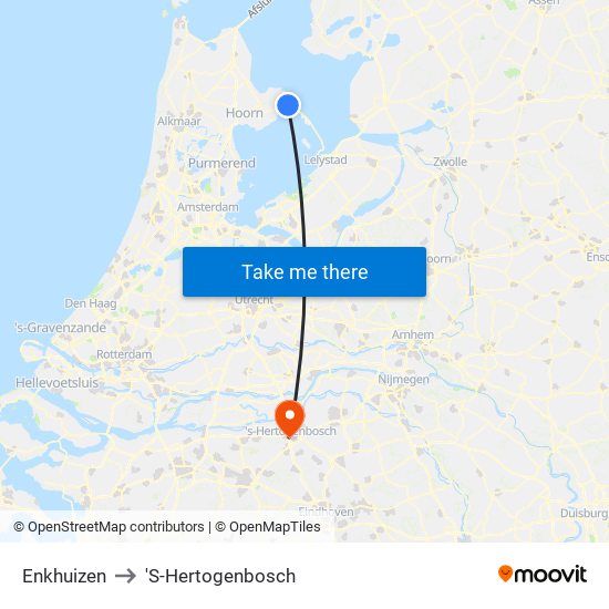 Enkhuizen to 'S-Hertogenbosch map