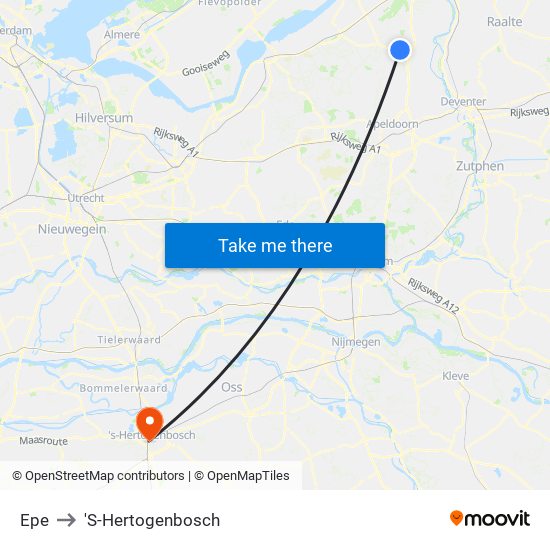 Epe to 'S-Hertogenbosch map