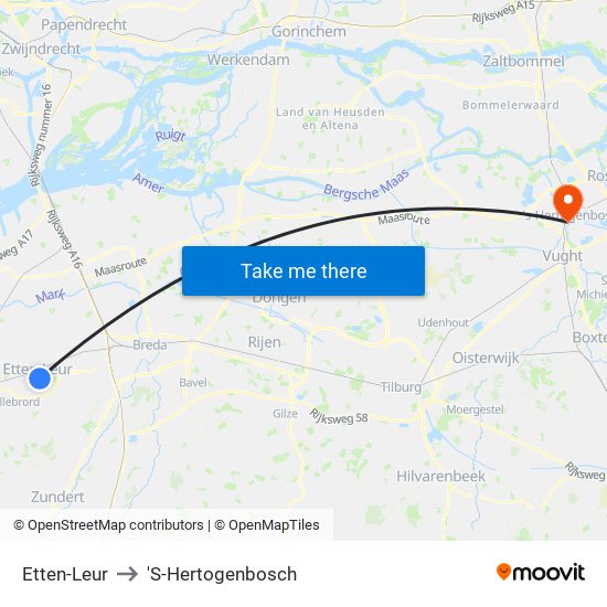 Etten-Leur to 'S-Hertogenbosch map