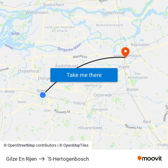 Gilze En Rijen to 'S-Hertogenbosch map