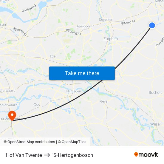 Hof Van Twente to 'S-Hertogenbosch map