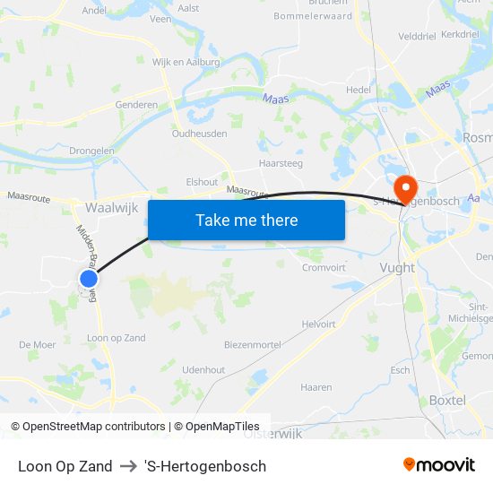 Loon Op Zand to 'S-Hertogenbosch map