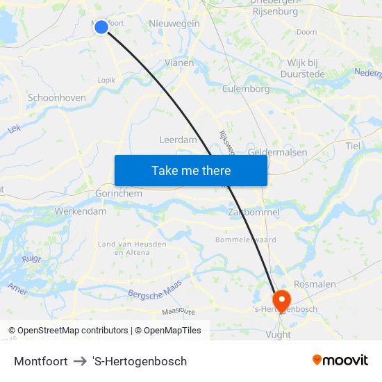 Montfoort to 'S-Hertogenbosch map