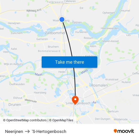 Neerijnen to 'S-Hertogenbosch map
