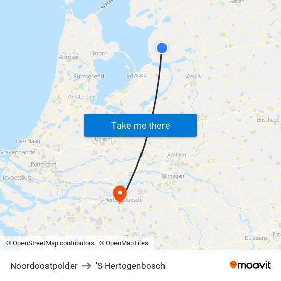 Noordoostpolder to 'S-Hertogenbosch map