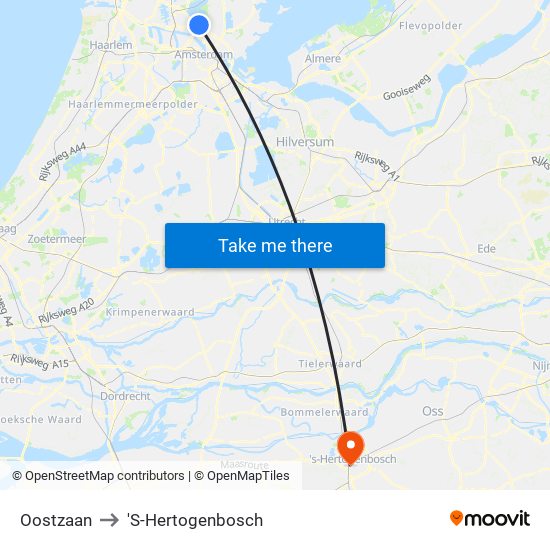 Oostzaan to 'S-Hertogenbosch map