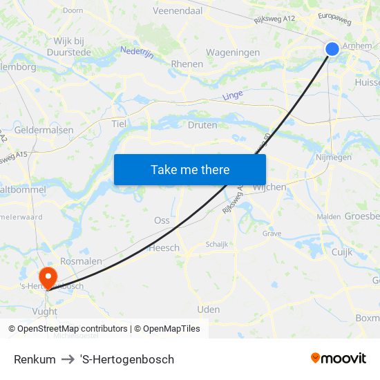 Renkum to 'S-Hertogenbosch map